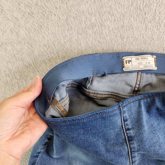 Free People Jeans Womens 26 Blue We The Free Penny Pull On Flare Low Rise FP - Picture 3 of 16